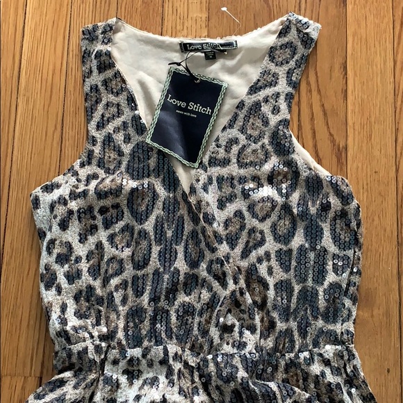 Leopard dress w/clear sequins - Picture 2 of 6